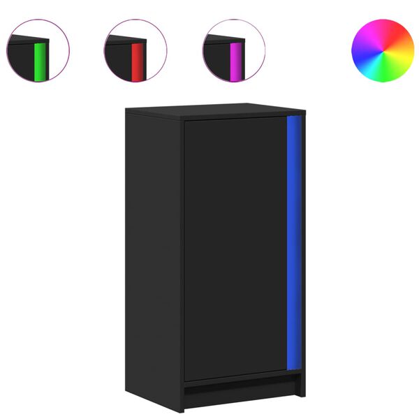 vidaXL Buffet avec LED noir 42,5x34x85 cm bois d'ing&eacute;nierie