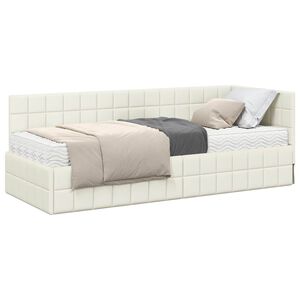 vidaXL Cadre de lit d'angle avec matelas 2 pc Cr&egrave;me 80 x 200 cm