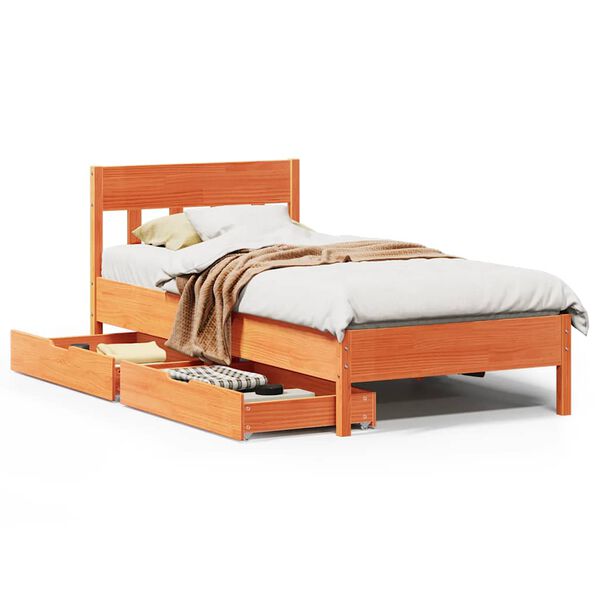 vidaXL Cadre de lit sans matelas cire marron 100x200cm bois pin massif
