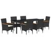 vidaXL Ensemble de salle &agrave; manger pour jardin 7 pc Noir polyrotin