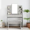 vidaXL Coiffeuse avec miroir Gris b&eacute;ton 96x40x142 cm
