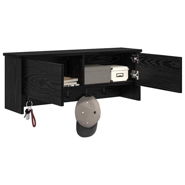 vidaXL Porte-manteau mural avec &eacute;tag&egrave;re Ch&ecirc;ne noir 80 x 20 x 30 cm