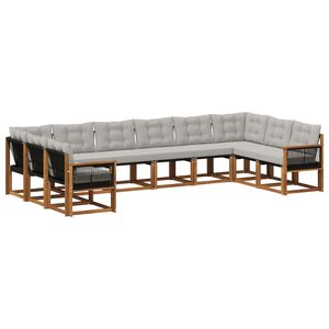vidaXL Ensemble de canap&eacute;s d'ext&eacute;rieur 10 pcs Naturel et Gris clair