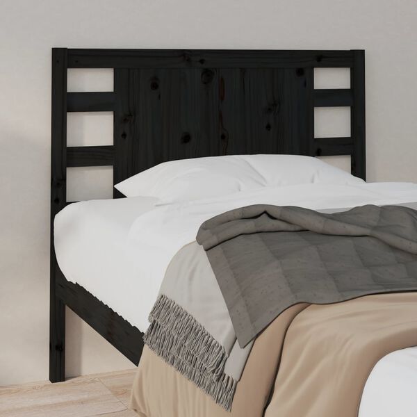 vidaXL T&ecirc;te de lit Noir 96x4x100 cm Bois massif de pin