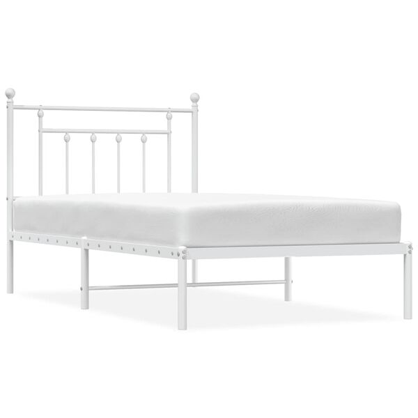 vidaXL Cadre de lit m&eacute;tal sans matelas et t&ecirc;te de lit blanc 100x190 cm