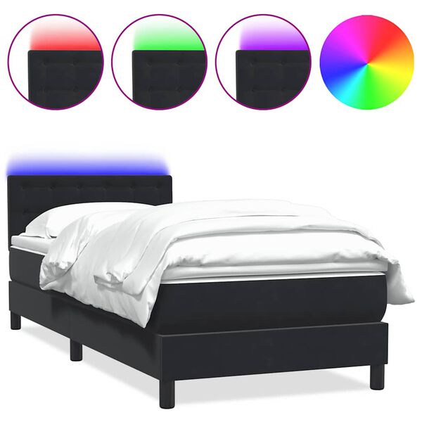 vidaXL Sommier &agrave; lattes de lit avec matelas et LED noir 80x210 cm velours