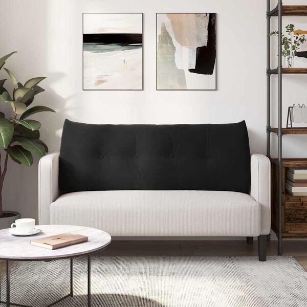 vidaXL Coussin de Dos Noir 120 x 24 x 50 cm Velours