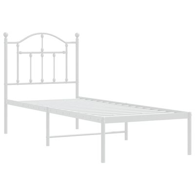 vidaXL Cadre de lit métal sans matelas avec tête de lit blanc 75x190cm