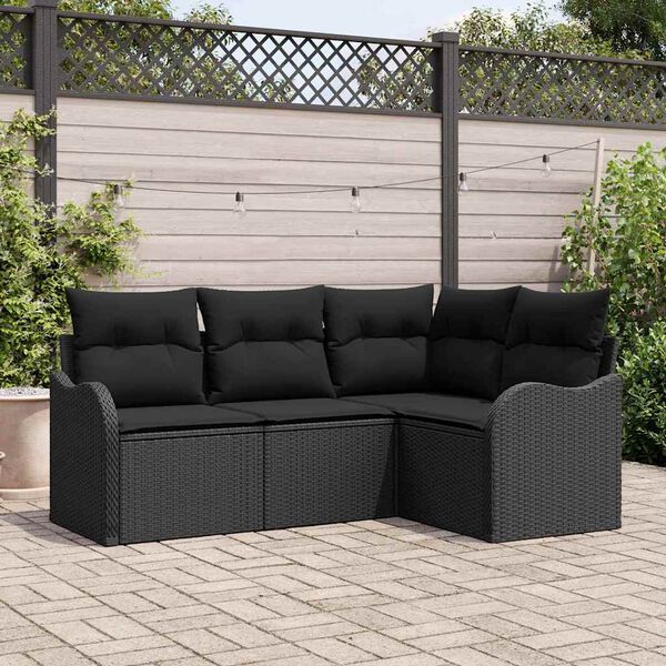 vidaXL Ensemble de canap&eacute; de jardin Noir polyrotin