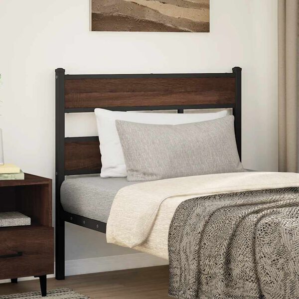 vidaXL T&ecirc;te de lit de remplacement ch&ecirc;ne marron 90 cm acier et bois d'ing&eacute;nierie