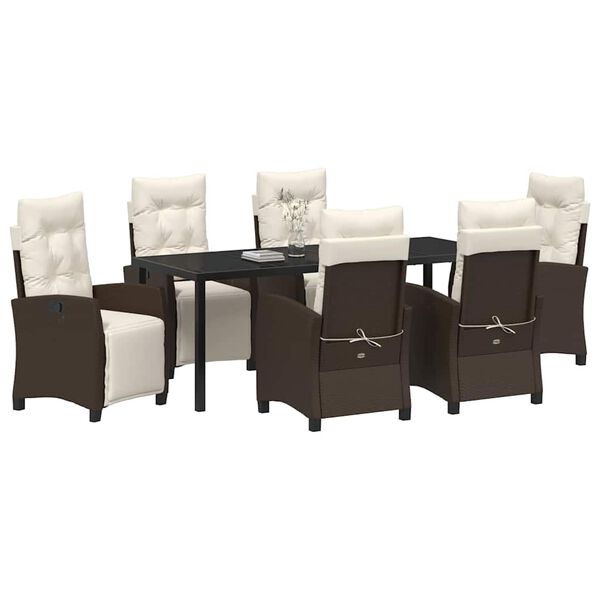 vidaXL Ensemble de salle &agrave; manger pour jardin 7 pcs Marron polyrotin