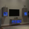 vidaXL Meuble TV muraux 4 pcs avec lumi&egrave;res LED sonoma gris