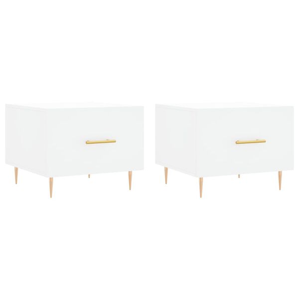 vidaXL Tables basses 2 pcs blanc 50x50x40 cm bois d'ing&eacute;nierie