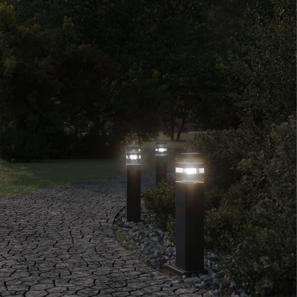 vidaXL Lampadaires d'ext&eacute;rieur 3 pcs noir 50 cm aluminium