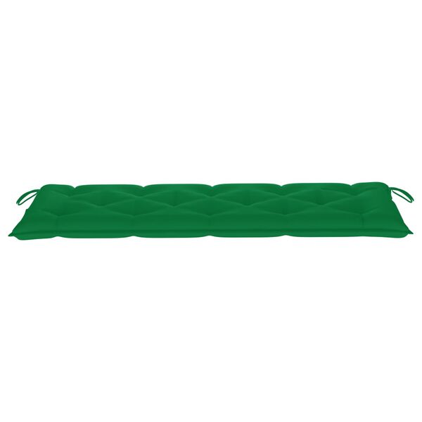 vidaXL Banc de jardin avec coussin vert 150 cm Bois de teck massif