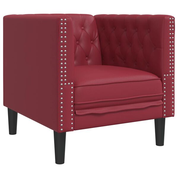 vidaXL Fauteuil Chesterfield rouge bordeaux similicuir