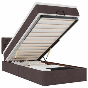 vidaXL Cadre de lit ottoman avec matelas marron fonc&eacute; 80x200 cm tissu