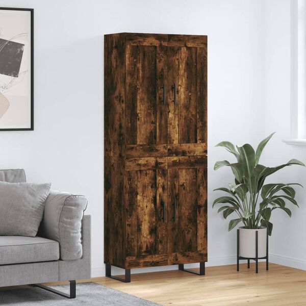 vidaXL Buffet haut Chêne fumé 69,5x34x180 cm Bois d'ingénierie