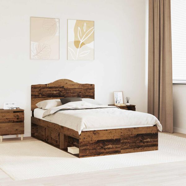 vidaXL Cadre de lit Bois ancien 120 x 190 cm Pin massif