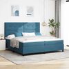 vidaXL Lit &agrave; ressort LED avec matelas Bleu fonc&eacute; 200 x 200 cm Velours