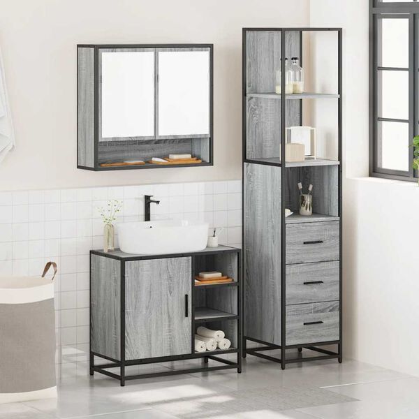 vidaXL Ensemble de meubles de salle de bain 3 pcs Sonoma gris