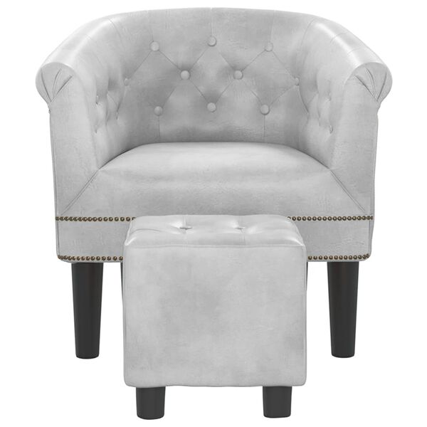 vidaXL Fauteuil avec repose-pied argent&eacute; similicuir