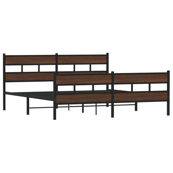vidaXL Cadre de lit en m&eacute;tal sans matelas ch&ecirc;ne marron 193x203 cm