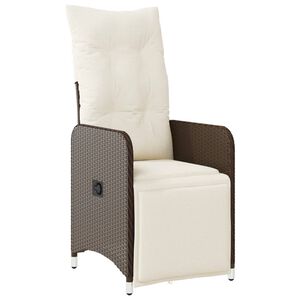 vidaXL Chaise inclinable de jardin avec coussins marron r&eacute;sine tress&eacute;e