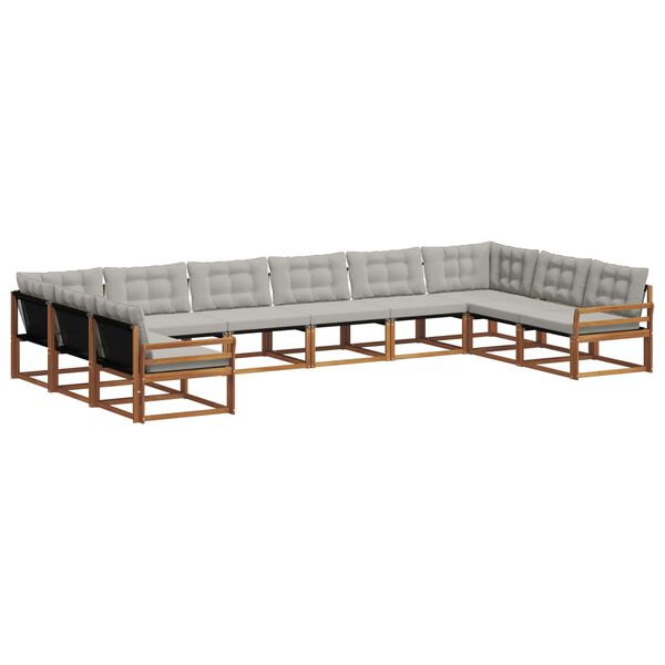 vidaXL Ensemble de canap&eacute;s d'ext&eacute;rieur 10 pcs Gris Naturel et Clair
