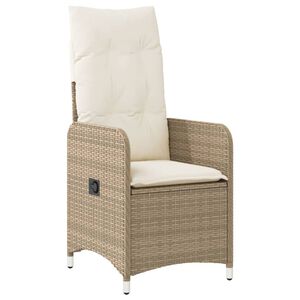 vidaXL Chaise inclinable de jardin avec coussins beige r&eacute;sine tress&eacute;e