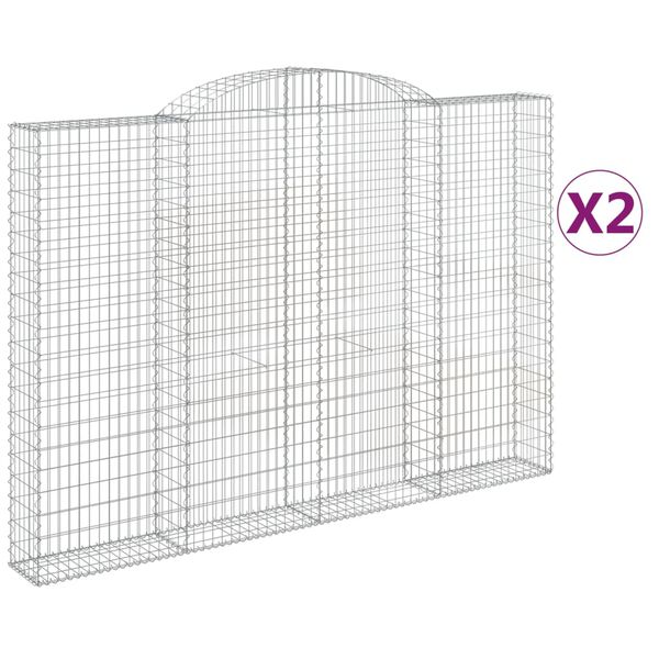 vidaXL Paniers &agrave; gabions arqu&eacute;s 2 pcs 300x30x200/220 cm fer galvanis&eacute;