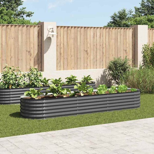 vidaXL Lit sur&eacute;lev&eacute; de jardin 320x80x44 cm Acier galvanis&eacute; Gris