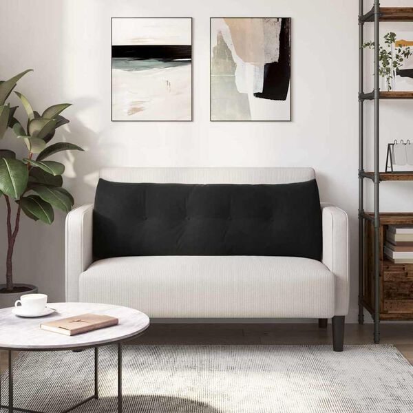 vidaXL Coussin de Dos Noir 140 x 24 x 50 cm Velours