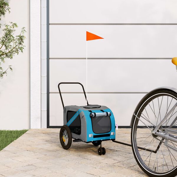 vidaXL Remorque de v&eacute;lo pour animaux de compagnie bleu et noir