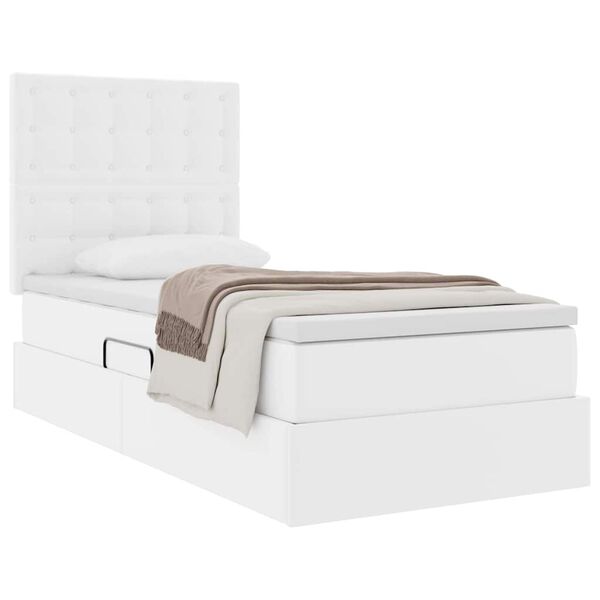 vidaXL Lit de Rangement Blanc pur 90 x 200 cm Cuir synth&eacute;tique