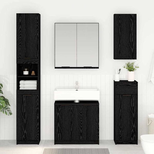 vidaXL Cabinet de salle de bain Ch&ecirc;ne noir 64,5 x 33,5 x 59 cm