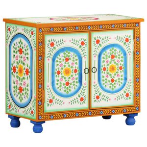 vidaXL Buffet peint &agrave; la main 70x35x60 cm Bois de manguier solide