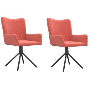 vidaXL Chaises pivotantes &agrave; manger lot de 2 Rose Velours
