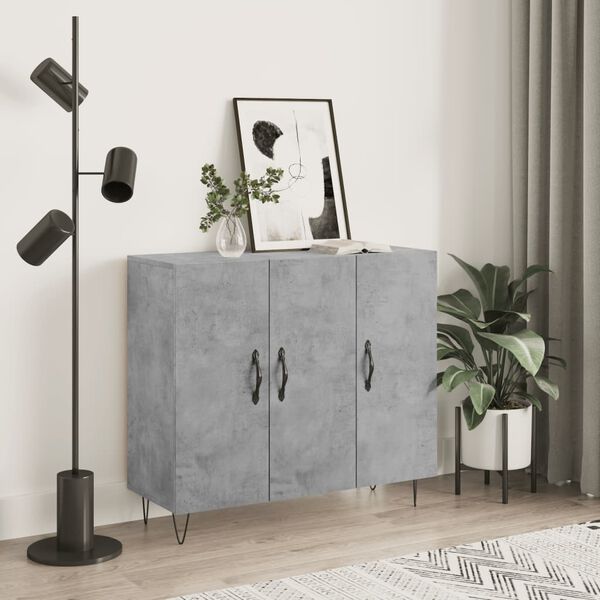 vidaXL Buffet gris b&eacute;ton 90x34x80 cm bois d'ing&eacute;nierie