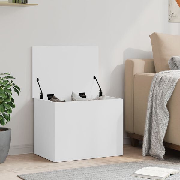vidaXL Bo&icirc;te de rangement blanc 60x42x46 cm bois d'ing&eacute;nierie