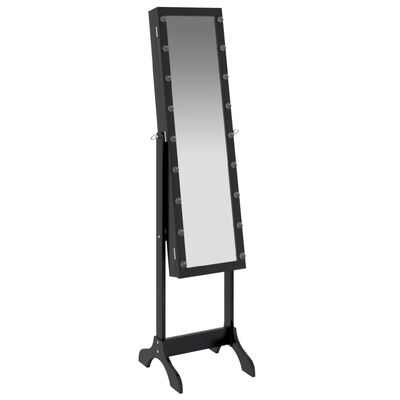 vidaXL Miroir sur pied blanc avec LED noir 34x37x146 cm