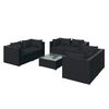 vidaXL Salon de jardin 7 pcs avec coussins R&eacute;sine tress&eacute;e Noir