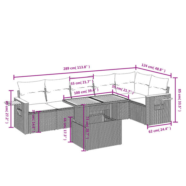 vidaXL Salon de jardin avec coussins 7 pcs beige r&eacute;sine tress&eacute;e