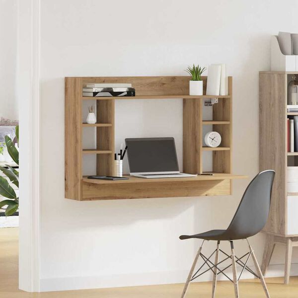 vidaXL Bureau mural ch&ecirc;ne artisanal 105 x 48 x 75 cm Bois d'ing&eacute;nierie
