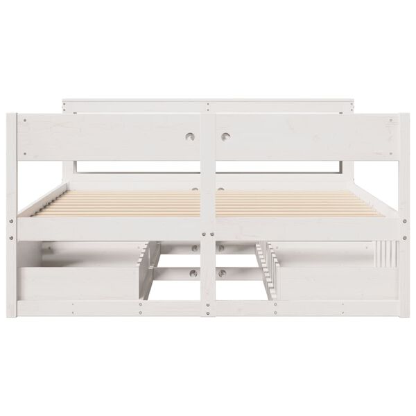 vidaXL Cadre de lit sans matelas blanc 135x190 cm bois de pin massif