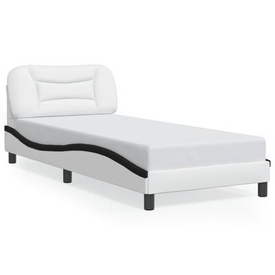 vidaXL Cadre de lit sans matelas blanc et noir 90x200 cm similicuir