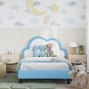 vidaXL Cadre de lit avec t&ecirc;te de lit Bleu 90 x 190 cm PU