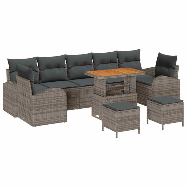 vidaXL Ensemble de canap&eacute; de jardin avec coussin 10 pcs Gris