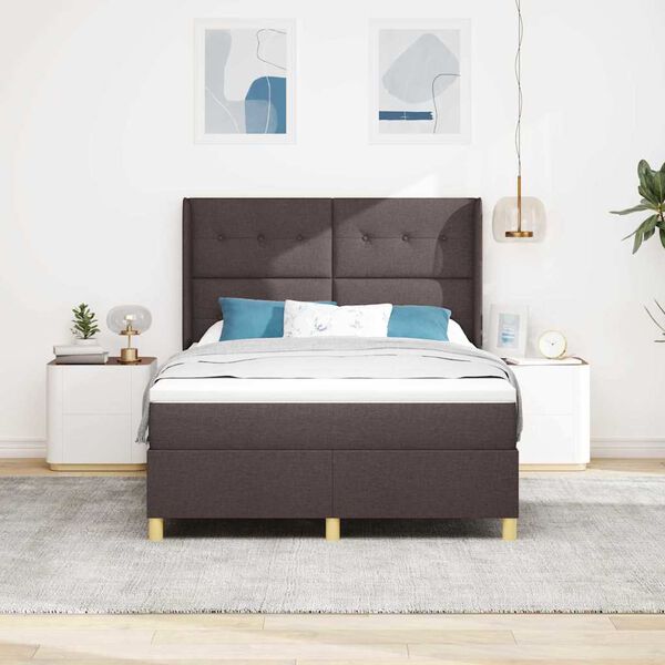 vidaXL Lit &agrave; ressorts avec matelas Marron 140 x 190 cm tissu