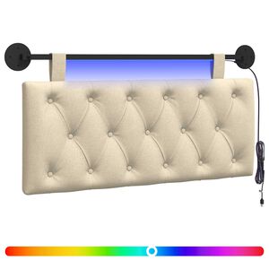 vidaXL T&ecirc;te de lit suspendue Avec lumi&egrave;re LED Cr&egrave;me Tissu